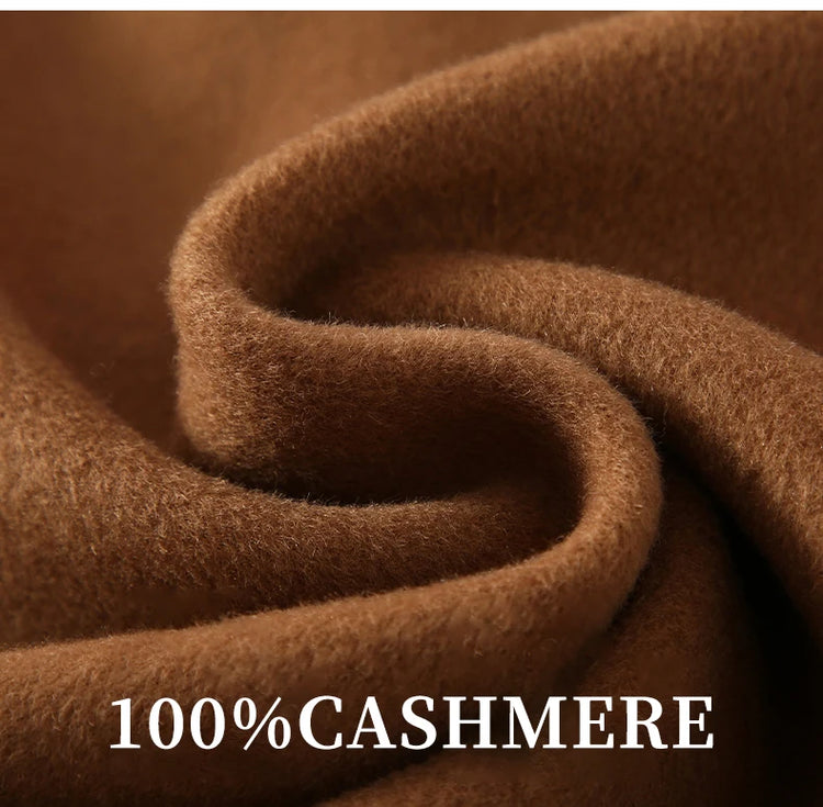 Ladies' 100% Cashmere Thick Double-Sided Extended Coat, Classic, Versatile and Fashionable for Business and Leisure