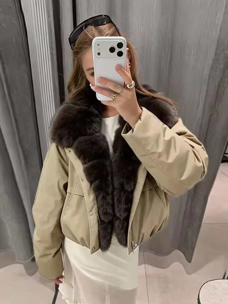 ZADORIN 2026 Detachable Faux Fur Collar Short Parka Winter Jackets Women Elegant Loose Cotton Padded Outerwear Warm Women Coats