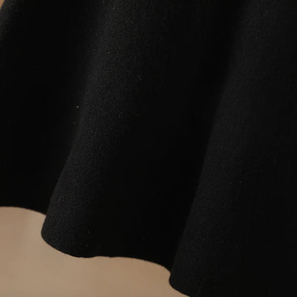 Women 100% Merino Wool Skirts Mini A-line Elastic Waist Skirts Autumn Winter Cashmere Above Knee Knitted Soft Sweet Style Dress PlatiNum