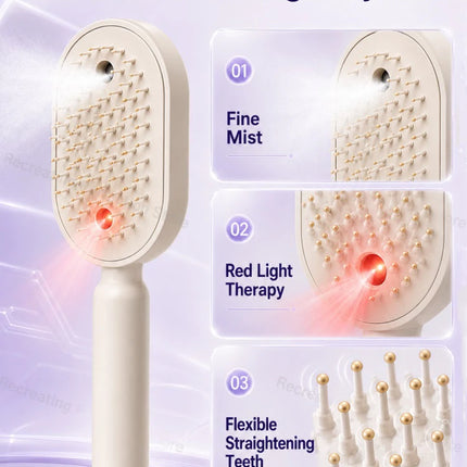 Electric Hair Straightening Brush – No Heat Spray, Red Light Therapy, Scalp Massage, Smooth, Wireless, Lightweight for Unisex