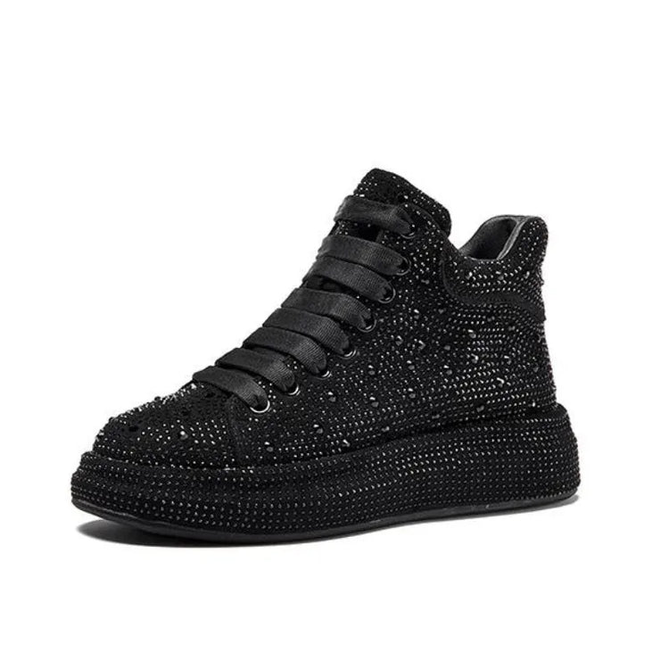 Hot Top Quality Winter Warm Fur Sneakers Sexy Women Skate Shoes New Rhinestone High Top Board Shoes Shiny Women's Casual Shoes