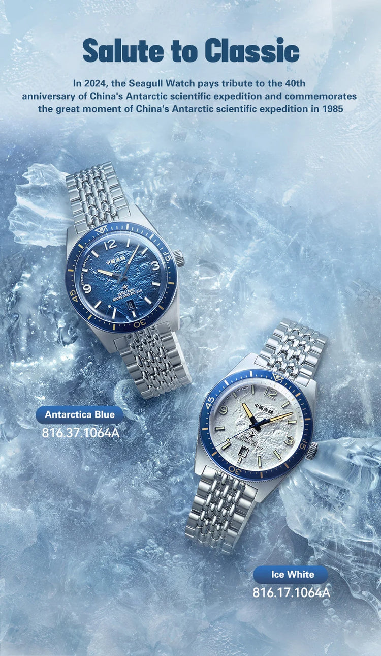 Seagull Men‘s Luxury Mechanical Watch Luminous Waterproof Multi Function Sapphire Mirror Antarctica Expedition 816.37.1064A NEW