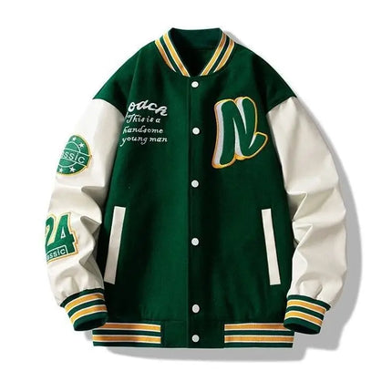 Men's Embroidered Jacket Baseball Jacket American Retro Couple Jacket Brown School Uniform Jacket Autumn Jacket Fashionable