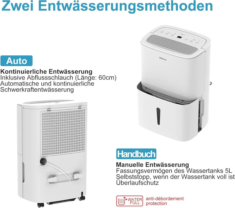 SHINCO 30L Deumidificatore Elettrico per 105 m3 (35 m2), WiFi, Risparmio Energetico, Ripristino Automatico, Asciugatura del Lavanderia, Temporizzatore 24H