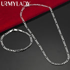 Nobile nuovo arriva 925 sterling silver 4MM catena per uomo donna braccialetto collana set di gioielli signora regali di Natale charms matrimonio platinumshop