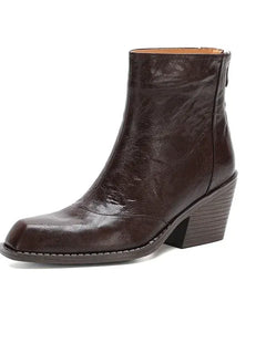 Women's Chelsea Boots High Heels Genuine Leather 2027 New Autumn Winter Fashion Women's Ankle Boots Retro Winter Boots Ladies