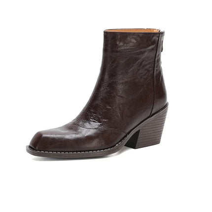 Women's Chelsea Boots High Heels Genuine Leather 2027 New Autumn Winter Fashion Women's Ankle Boots Retro Winter Boots Ladies