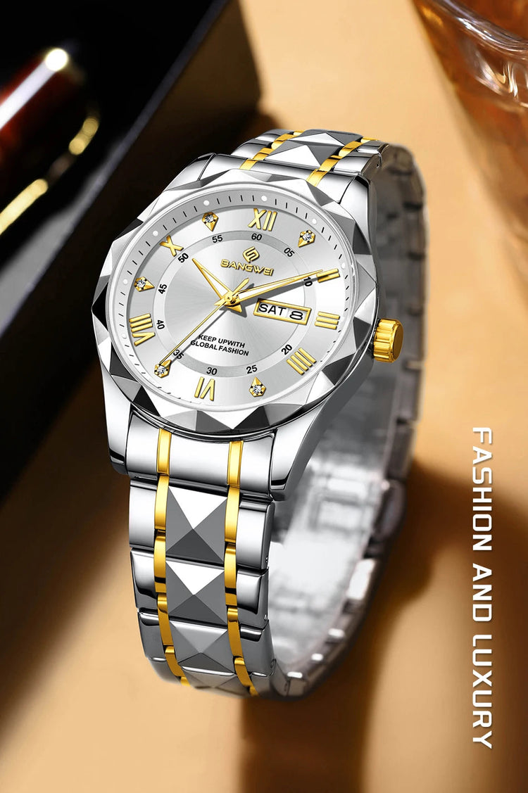 BANGWEI Orologio da donna elegante e lussuoso al quarzo, orologio da polso classico e semplice in acciaio inossidabile, con data automatica, impermeabile, con diamanti platinumshop