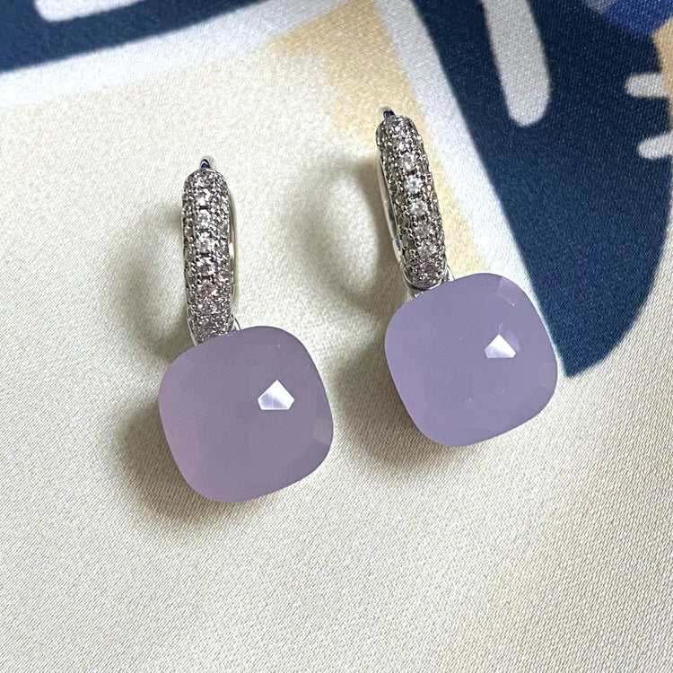 Classic Candy Color Earrings Inlay Transparent Zircon 27Colors Crystal Earrings Platinum Plated Fashion Jewelry For Women PlatiNum