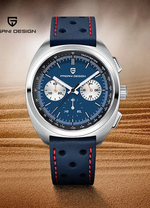 Orologio da Uomo PAGANI DESIGN, Quadrante Blu Retrò, Cronografo al Quarzo, Movimento Giapponese VK63, Vetro Zaffiro, Nuovo Modello 2026 Impermeabile