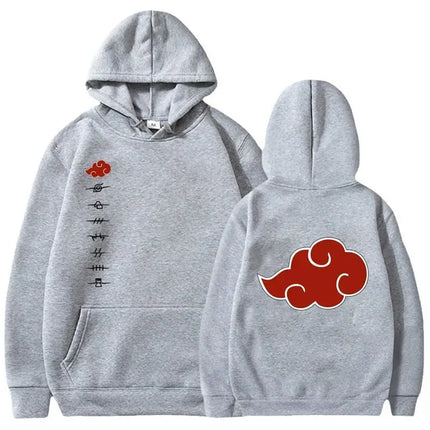 Naruto Logo Print with Plush Hooded Casual Loose Fit Men's Couple Hoodie