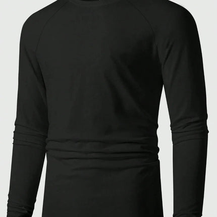 Men's All Seasons Plain Color Crew Neck Raglan Sleeve Long Sleeve Casual T-Shirt (Spring and Autumn) High-Quality Pure Cotton PlatiNum