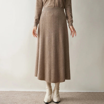 Choice New 100% Cashmere Skirt Women Long Skirt Autumn Winter Office Lady Soft Cashmere A Line Skirt Simple Grace Cashmere Dress PlatiNum