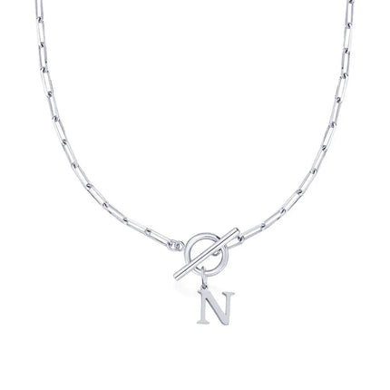 Women stainless steel Initial necklace A-Z Letter charms pendant Choker Women silvery Chain Ot Deduction Necklace For Women 2025 PlatiNum
