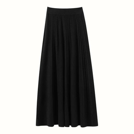 Women's Simple Loose Tight Waistbands Half-Length Skirt 100% Cashmere Autumn Winter Warm Soft Elegant Casual Fashion Bottoms PlatiNum