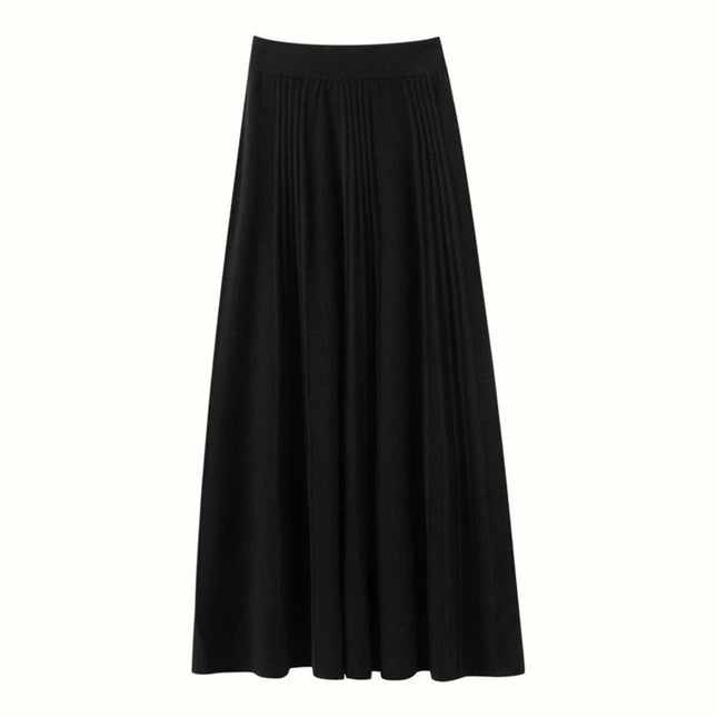 Women's Simple Loose Tight Waistbands Half-Length Skirt 100% Cashmere Autumn Winter Warm Soft Elegant Casual Fashion Bottoms PlatiNum
