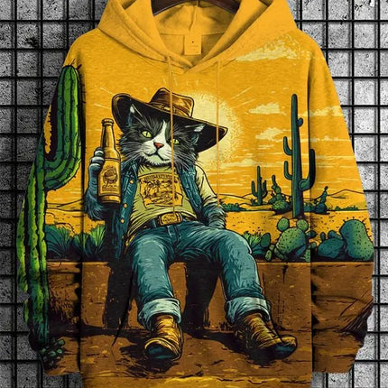 2026 Men's Hoodies Funny Cat Dinosaur UFO Art 3D Printed Cartoon Sweatshirt Men Women Tracksuit Oversized Casual Street Y2k Coat