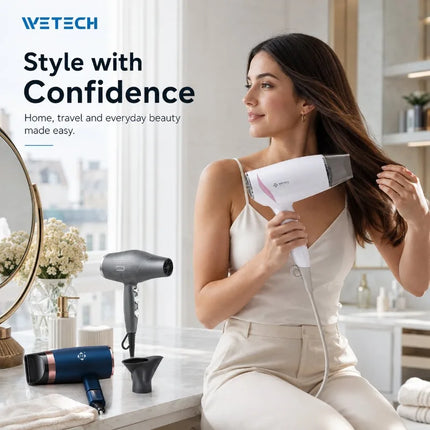 Professional Hair Dryer Collection, Foldable & Compact Household Hair Blow Dryer Series, Multi‑Power 1600‑2200W Ionic Hairdryer for Home Salon Daily Hair Styling
