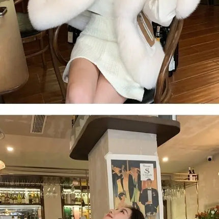 2025 new imitation fox fur coat women autumn winter fashion short Add cotton thick Warm suede overcoat Female slim Outwear T792