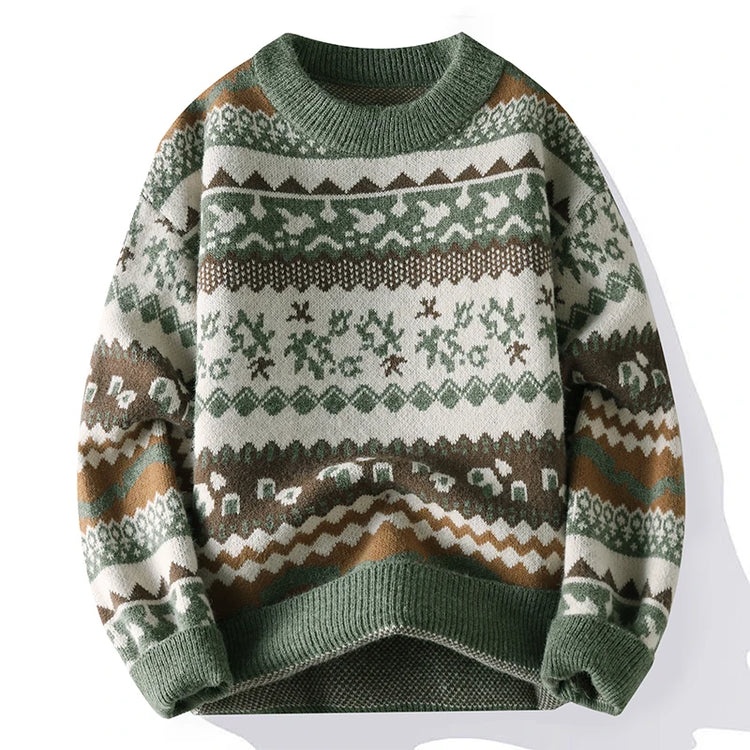 2026 Christmas Sweater Reindeer Pattern Long Sleeve Crew Neck Xmas Holiday Pullover Knitwear Sweater Man Jumper Pullove