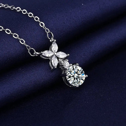 925 Sterling Silver Necklace For Women Round Pendent Sparkling Pave CZ Necklace Fashion Anniversary Birthday Jewelry Gifts N325 PlatiNum