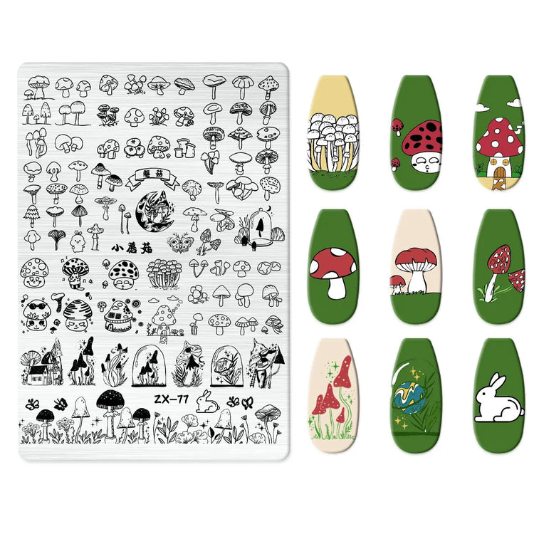 Flowers Love Nail Stamping Newspaper Splice Theme Irregular Stamping Plates Letter Nail Art Printing Stencil Tool Big Size Tools