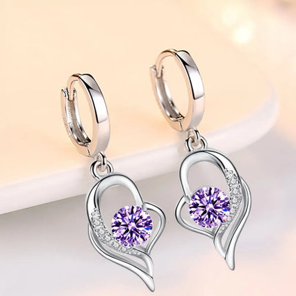 925 Sterling Silver New Woman Fashion Jewelry High Quality Blue Pink White Purple Crystal Zircon Hot Selling Earrings PlatiNum