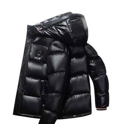 Men Down Jacket 2025 Trendy White Duck Down Thick Cold Proof Warm Hooded Pike Coat Outdoor Casual Winter Zipper Puffer Jacket