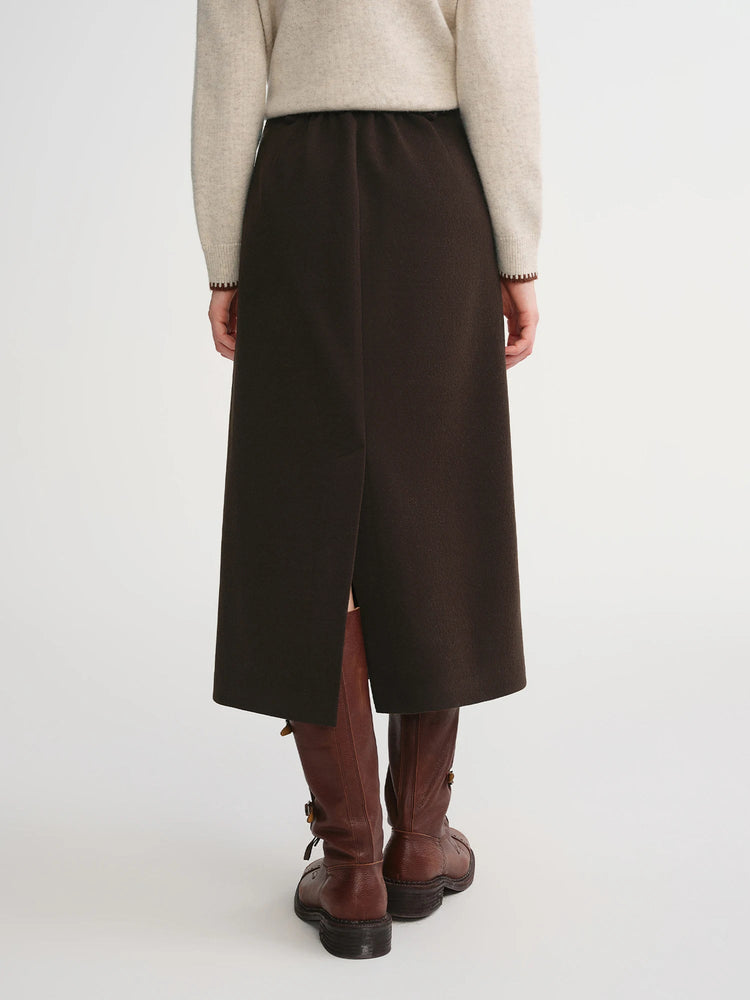 DUSHU Classic Long and Short Elastic Waist A-line Skirt 2025 Winter Skirt for Women Solid Simple Commuting Office Ladies College PlatiNum