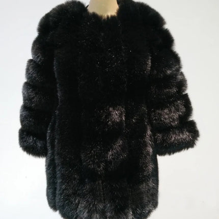 ZADORIN High Quality Winter Women Coats Luxury Faux Fox Fur Coat Thick Warm Long Fluffy Fur Jacket Pink Coat Bontjas