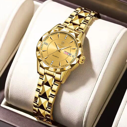 BINBONG Orologi da donna Orologio al quarzo da donna di moda di lusso Orologio da polso in acciaio inossidabile con data luminosa impermeabile Regalo per gli amanti della fidanzata platinumshop