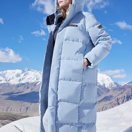 Kelme Long Down Men Winter Jacket Hooded Warm Windproof Couple Camping Equipment Paragraph Down Coat Jacket Women Утепленный