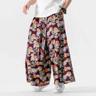 Pantaloni da samurai giapponesi da uomo con stampa drago pantaloni casual larghi da uomo stile kimono pantaloni larghi moda vintage streetwear