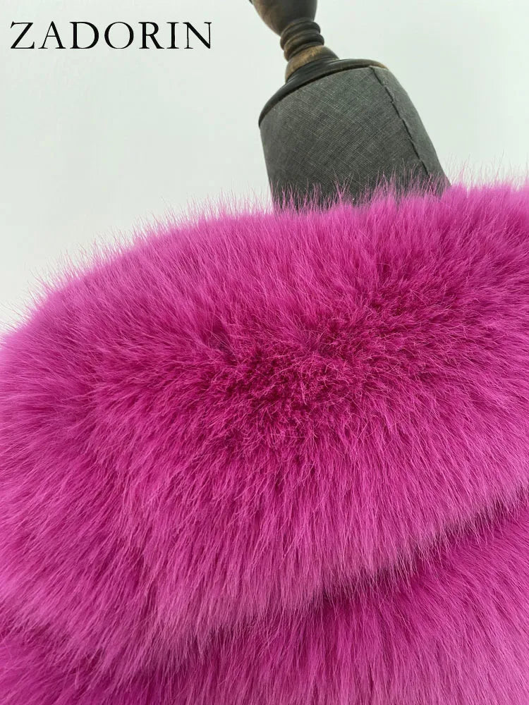 ZADORIN Luxury Long Hooded Spliced Fluffy Faux Fur Coat Woman Clothing Long Sleeve Warm Winter Coat Faux Fur Jacket Ladies Coats