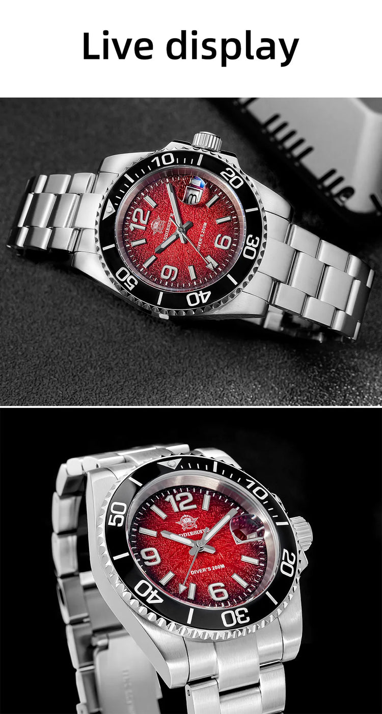 ADDIESDIVE Men Quartz Watch Japan 2115 BGW9 Luminous 200m Waterproof Diver Wristwatch 316L Stainless Steel Men's Watches New