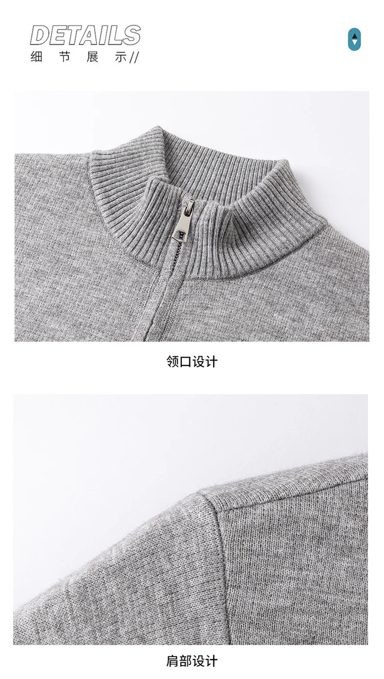 High End Men's Knitted Cardigan Autumn Winter Round Neck Zipper Casual Luxury Brand Classic Trendy Striped Korean Simple Sweater