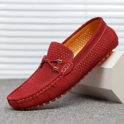 Nuovi mocassini fatti a mano in vera pelle scamosciata Abito da uomo Calzature casual da barca Guida Slip on Winter Summer Peas Scarpe maschili per uomo