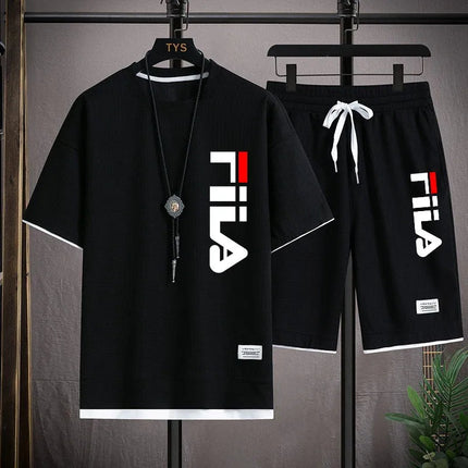 Completo Sportivo Estivo da Uomo 2026: T-shirt e Pantaloncini Casual in Tessuto Waffle, Set Due Pezzi Moda a Maniche Corte, Completo Sportivo Ampio platinumshop