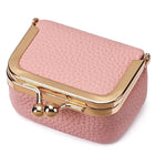 Genuine Leather Kiss Lock Coin Purse Solid Color Multifunctional Leather Jewelry Bag Mini Square Small Item Bag Jewelry Storage PlatiNum