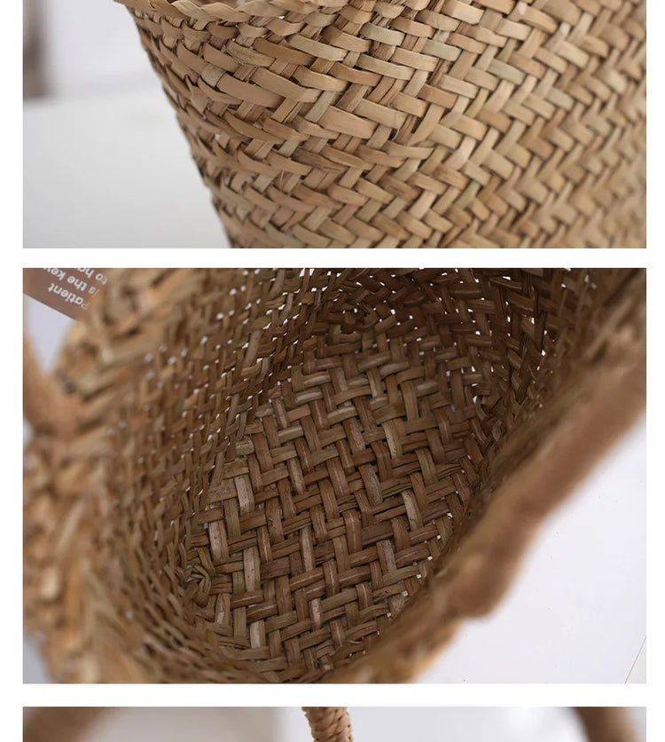 Borsa in Rattan di vimini fatta a mano Mini borse a cesto bohémien per borse da donna borsa da spiaggia in paglia da viaggio borse tessute di design borsa a secchiello
