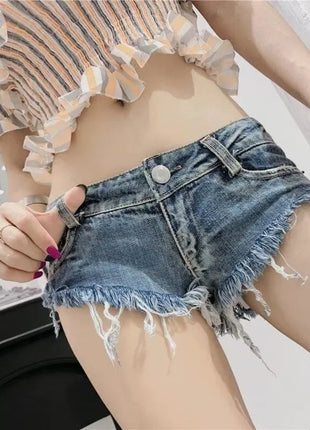 Summer Sexy Low Rise Denim Shorts Women High Elastic Butt Lifting Hot Pants Beach Triangle Shorts Fashion Stretchy Jeans Shorts PlatiNum