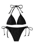 Set 2 Pezzi Bikini Sexy alla Moda per Donna, Costume da Bagno Triangolare con Laccetti, Abbigliamento da Spiaggia, Perizoma, Costume Intero Brasiliano platinumshop