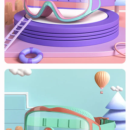 Kids Swim Goggles Caps Boys Girls Professional Diving Goggles Waterproof Anti-Fog Big Box
