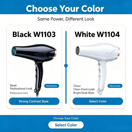 WETECH 2200W Professional Negative Ionic Hair Dryer Dual Voltage 100-240V Adjustable Hot Cool Wind Blow Dryer With Concentrator Nozzle Salon Home Hair Styling Tool