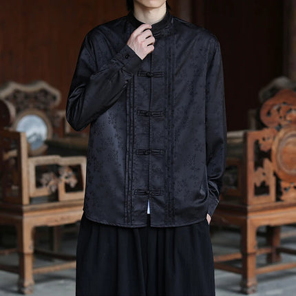 Camicie con stampa Abito tradizionale cinese Tang Camicie comode e traspiranti retrò Kung Fu Tai Chi Camicette casual Abbigliamento da uomo