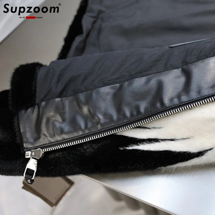 Supzoom 2024 New Arrival Imitation Rabbit Hair Cotton Top Fashion Loose Hip Hop Casual Embroidery Warm Winter Jackets Coats