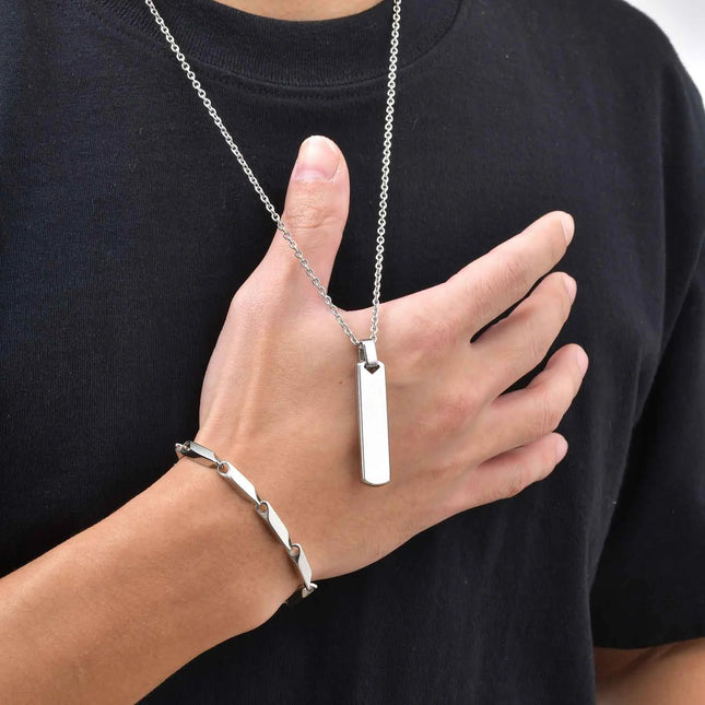 Vnox Set di 2 Pezzi Collana con Ciondolo e Bracciale da Uomo, Set di Gioielli in Acciaio Inossidabile Colore Nero Oro Argento, Regali di Gioielleria alla Moda platinumshop