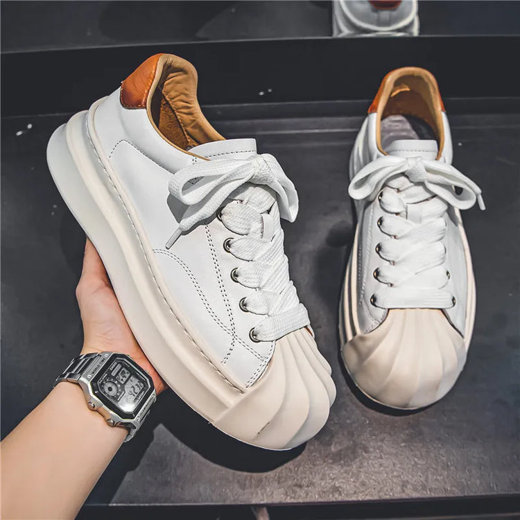 Sneakers Casual Men Designer Classic Shell Toe Board Shoes Fashion Leather Fabric Breathable Height Increased Platform Gym Shoes