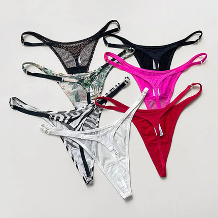 Ice Slik Low Waist Girls G String Leopard Flower Women Panties Sexy Briefs Thong T-back Underwear Female Lingerie Size S-XL