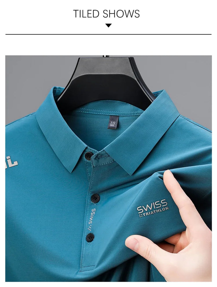 BROWON 2025 Estate 2025 Tendenze Polo Maglietta da uomo Manica corta Antirughe Colletto rovesciato Sottile Cool Business Tee Shirt Homme